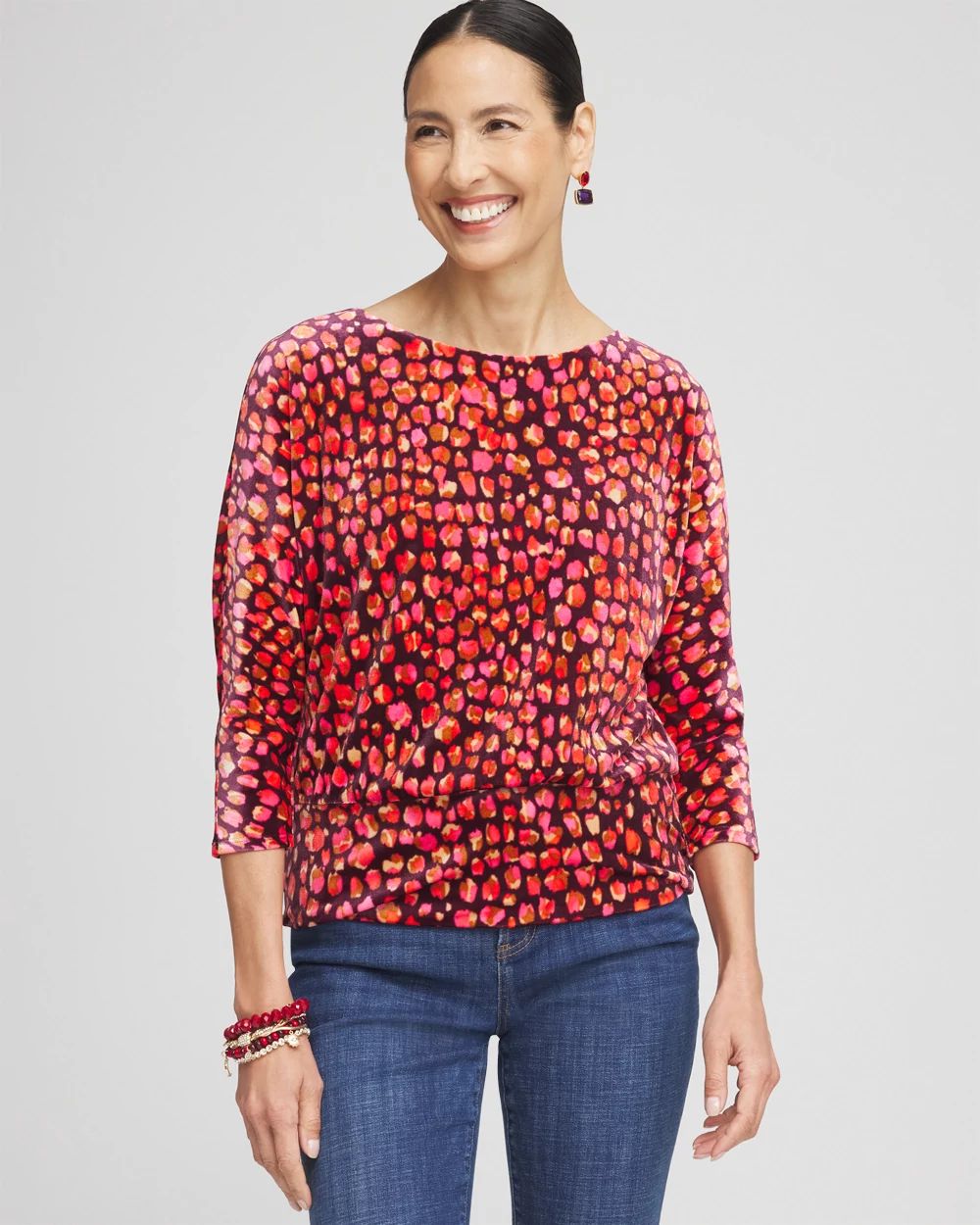 【新発売】今週の市販 Velvet Banded Chico's | Top Print Hem Tops